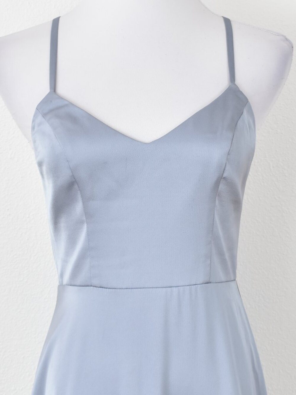 Azazie Mei Dusty Blue Metallic Satin Formal Dress - 4 - Picture 8 of 11